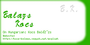 balazs kocs business card